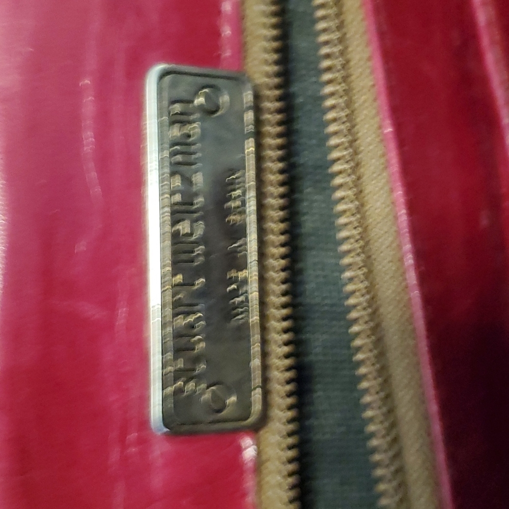 RARE Vintage Stuart Weitzman Leather Handbag Burgandy Floral Design - Picture 8 of 12